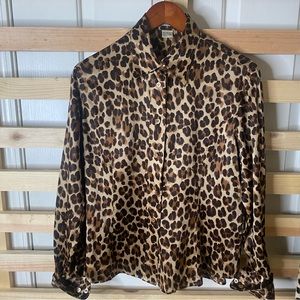 Vintage leopard 100% silk Blouse
